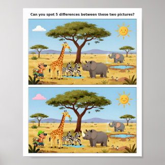 Poster Cartaz Divertido para Crianças – Encontre as Difer