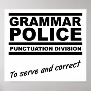 Pôster Cartaz Divertido Polícia Gramatical