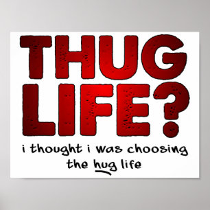 Pôster Cartaz Divertido Thug Life Abraço Vida
