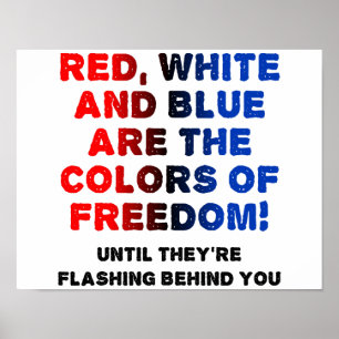 Pôster Cartaz Divertido Vermelho Branco e Azul