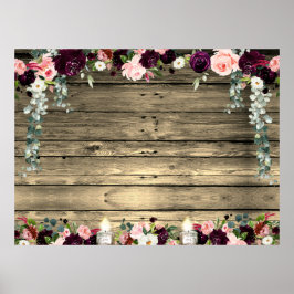 Poster Cartaz DIY XL Floral em Prancha de Celeiro Rústico