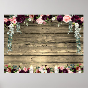 Poster Cartaz DIY XL Floral em Prancha de Celeiro Rústico