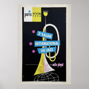 Poster cartaz do 3º Salão Internacional de Jazz de 1954 -