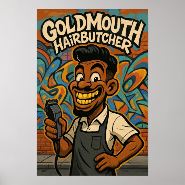Poster Cartaz do Açougueiro de Cabelo Boca de Ouro (Frente)