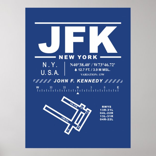 Poster Cartaz do Aeroporto Internacional John F. Kennedy  (Frente)