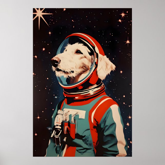 Poster Cartaz do Astronauta Irish Wolfhound, Irish Wolfho (Frente)