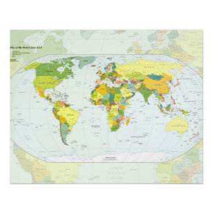 Pôster Cartaz do Atlas Político do Mapa Mundial: Decoraçã