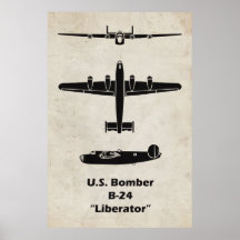 Cartaz do Avião B-24 Liberator para Decoração de A
