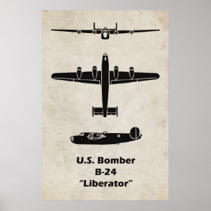 Poster Cartaz do Avião B-24 Liberator para Decoração de A