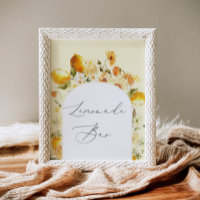 Cartaz do Bar de Limonada com Arco Floral Elegante