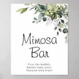 Poster Cartaz do Bar Mimosa Aquarela Eucalipto
