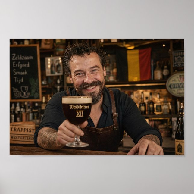 Poster Cartaz do Barman do Brinde da Taberna Belga Westvl (Frente)