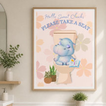 Cartaz do Bebê Hipopótamo Doce Bochechas Senta-te