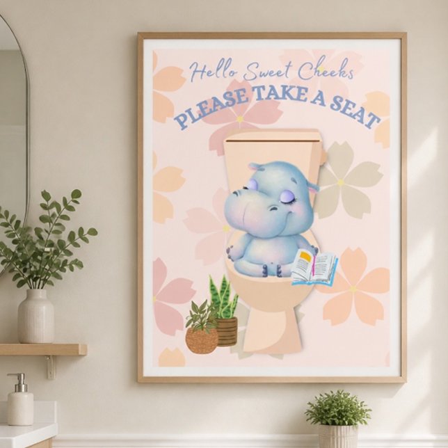 Poster Cartaz do Bebê Hipopótamo Doce Bochechas Senta-te (Criador carregado)