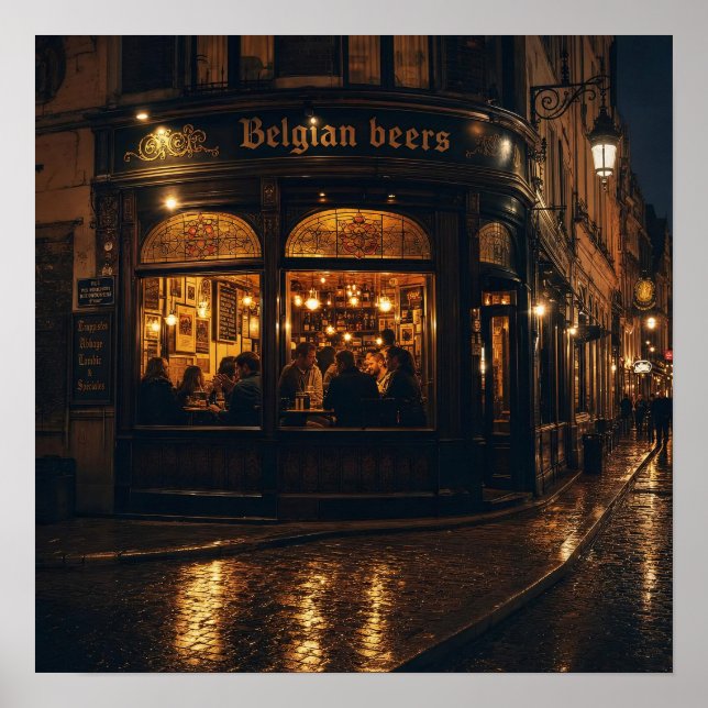 Poster Cartaz do Beerhouse Belgian Corner à Noite (Frente)