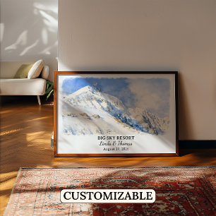 Poster Cartaz do Big Sky Resort Montana, Aquarela, Person