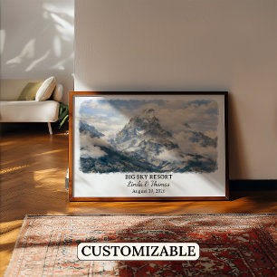 Poster Cartaz do Big Sky Resort Montana, Aquarela, Person