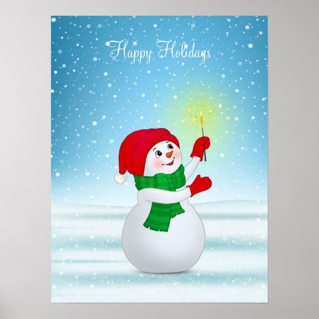 Poster Cartaz do Boneco de Neve de Natal (Frente)