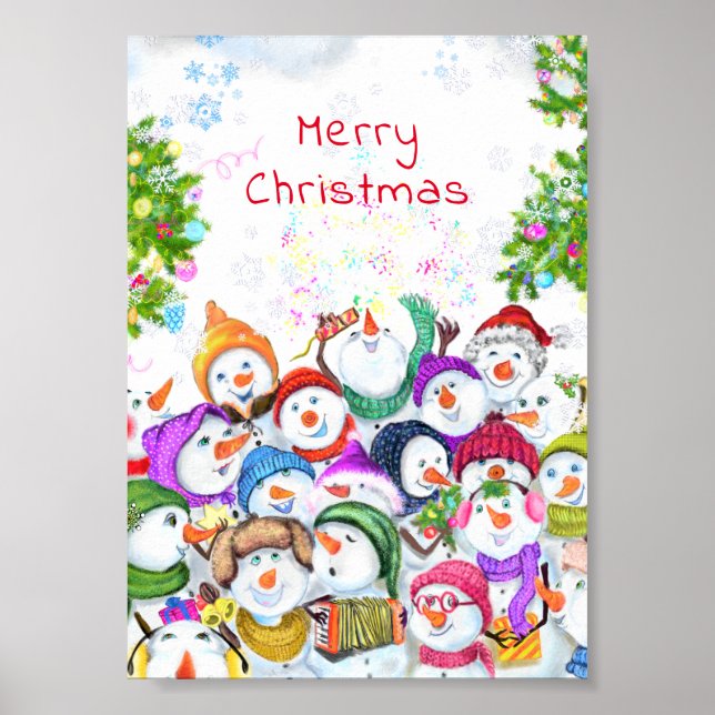 Poster Cartaz do Boneco de Neve de Natal (Frente)