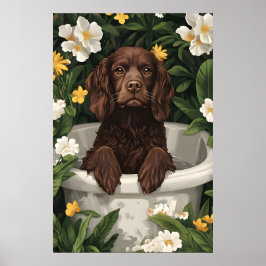 Poster Cartaz do Boykin Spaniel na Banheira, Cachorro Eng