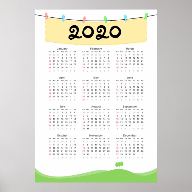 Poster Cartaz do Calendário 2020 (Frente)