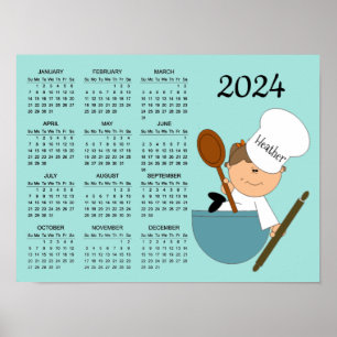 Poster Cartaz do Calendário 2024 da Chef Baker Design
