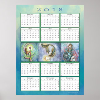 Poster Cartaz do Calendário da Sereia Fofa de 2018