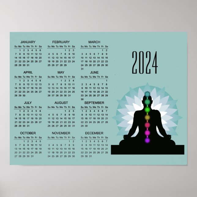 Poster Cartaz do Calendário de 2024 do Design de Yoga dos (Frente)
