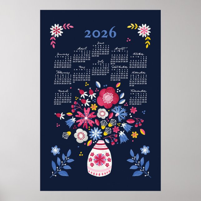 Poster Cartaz do Calendário de 2026 - Buquê Folclórico (Frente)