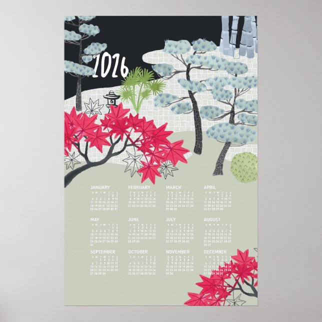 Poster Cartaz do Calendário de 2026 Jardim Japonês (Frente)