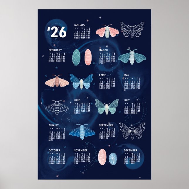 Poster Cartaz do Calendário de 2026 Mariposa de Seda Galá (Frente)