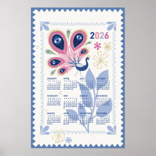 Poster Cartaz do Calendário de 2026 Pavão