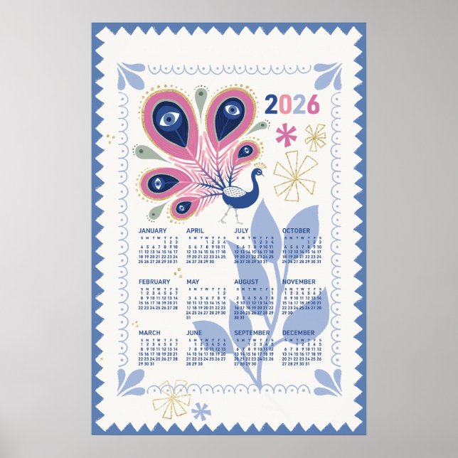 Poster Cartaz do Calendário de 2026 Pavão (Frente)