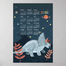 Poster Cartaz do Calendário de 2026 Triceratops
