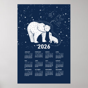 Poster Cartaz do Calendário de 2026 Urso Polar Beijo