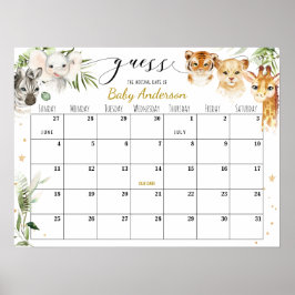 Poster Cartaz do Calendário de Adivinhação da Data de Nas