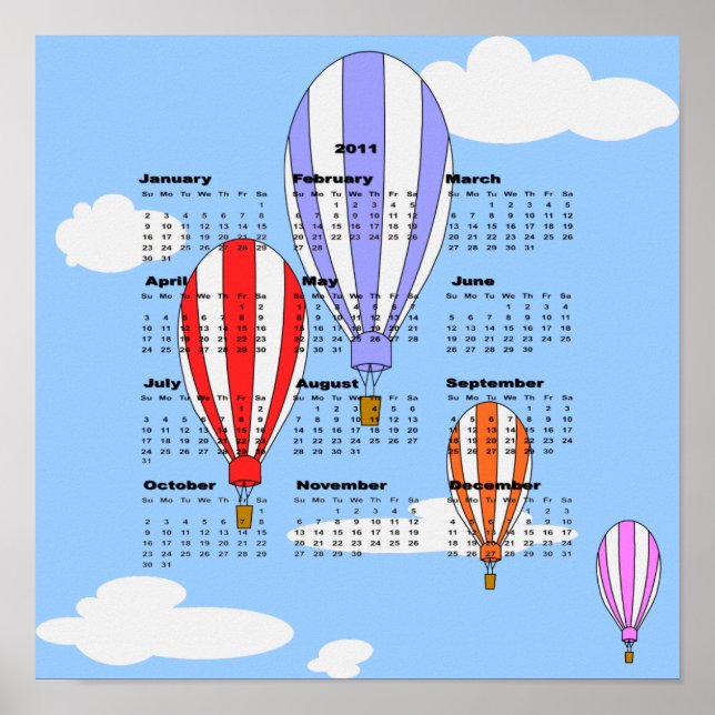 Poster Cartaz do Calendário de Balões de 2011 (Frente)