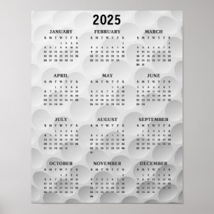 Poster Cartaz do Calendário de Design de Golfe 2025