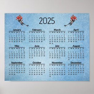 Poster Cartaz do Calendário de Design de Hóquei no Gelo 2