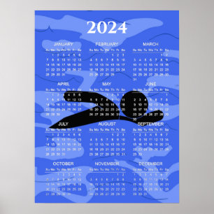 Poster Cartaz do Calendário de Design de Natação 2024