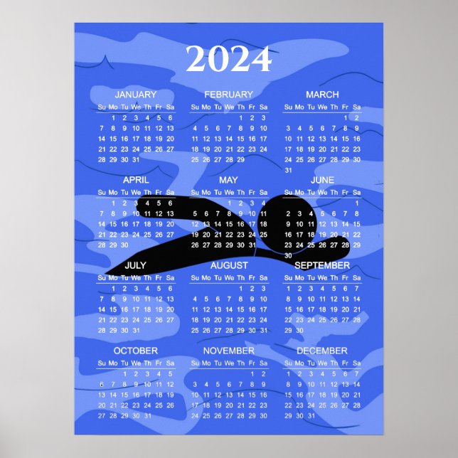 Poster Cartaz do Calendário de Design de Natação 2024 (Frente)
