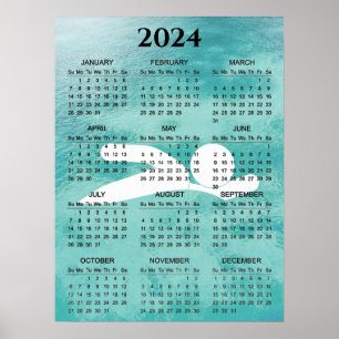 Poster Cartaz do Calendário de Design de Natação 2024