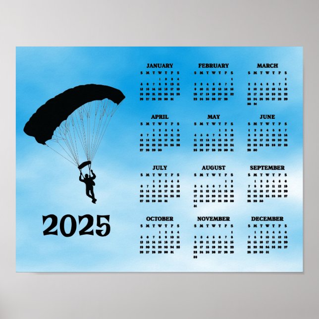 Poster Cartaz do Calendário de Design de Paraquedismo 202 (Frente)