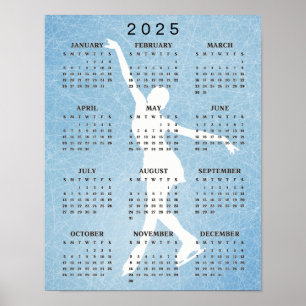 Poster Cartaz do Calendário de Design de Patinador no Gel