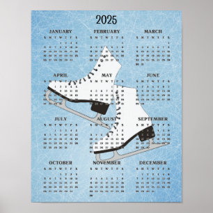 Poster Cartaz do Calendário de Design de Patins de Gelo 2