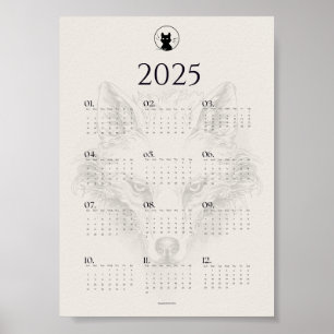Poster Cartaz do Calendário de Esboços do Lobo de 2025   