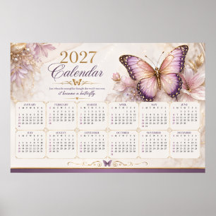 Poster Cartaz do Calendário de Parede Borboleta 2027