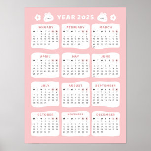 Poster Cartaz do Calendário do Coelhinho Fofo de 2025