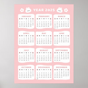 Poster Cartaz do Calendário do Coelhinho Fofo de 2025