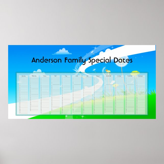 Poster Cartaz do Calendário Eterno de Dentes-de-Leão (Frente)